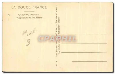 Wyrównania Ker Ménec — Carnac (Morbihan) — Wydawnictwo Artystyczne 'VAN' Paryż — Rewers