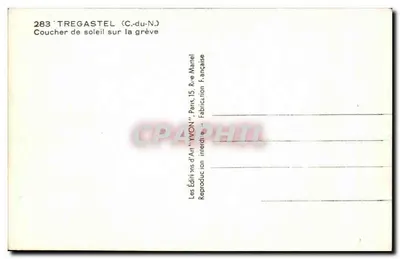 Tregastel (C.-du-N.) — zachód słońca nad plażą — Wydawnictwo Sztuki 'Yvon' Paryż — Rewers