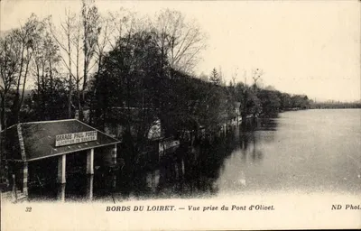 Margens do Loiret — Vista tirada do Ponte d'Olivet — Garagem Paul Foret, aluguel de barcos