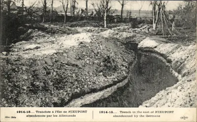 Tranchée na wschodzie od NIEUPOORT — 1914-15 — Wydawca E. L. Delft, seria 33me