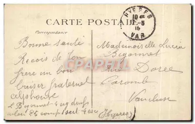 Côte d'Azur - Hyères — Grand Hôtel des Palmiers — O Parque — Verso