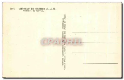 Castelo de Champs — Escritório — Serviço Comercial do Palácio, Palácio de Grand Palais, Avenida Alexandre-III, Paris — Verso
