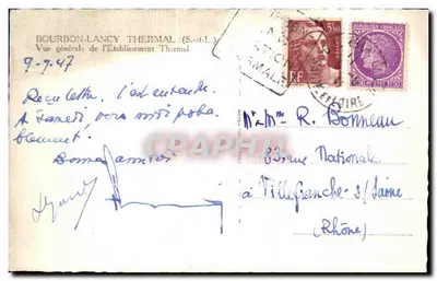 Bourbon-Lancy Thermal — Vista geral do Estabelecimento Termal — Editor: C. P. (assinatura visível) — Verso