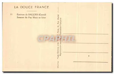 Cume do Puy Mary no inverno — Arredores de Salers (Cantal) — Les Editions d'Art Yvori, Paris — Verso