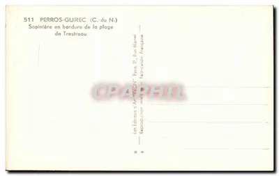 Sapinière na borda da praia de Trestraou — Perros-Guirec (C.-du N.) — Edições de Arte 'VIVON', Paris — Verso