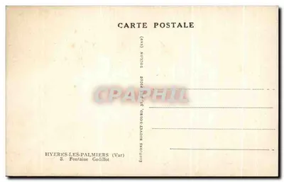 Hyères-les-Palmiers — Fontaine Godillot — Edições Bouvet-Sourd, 31 rue Picot, Toulon (Var) — Verso