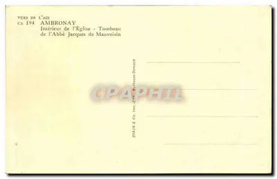 Grób Abego Jaka de Mauvoisin — Ambroñay — wydawca Braun & Cie, Mulhouse-Dornach — Rewers