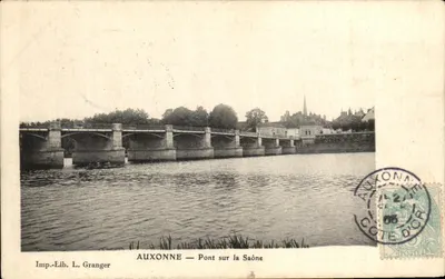 Auxonne — Pont sobre a Saône — Imp.-Lib. L. Granger