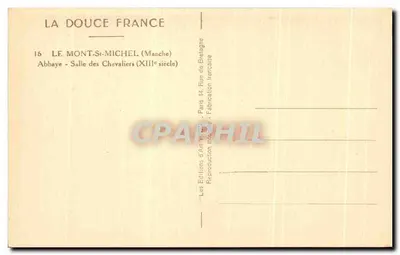 Mont-Saint-Michel — Abadia — Sala dos Cavaleiros (século XIII) — Les Éditions d'Art Français — Verso