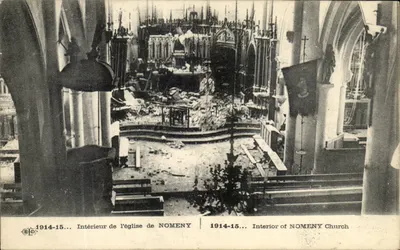 Interior da Igreja de NOMENY — destruição após 1914-15 — E. Le Daley, Imp. - Paris