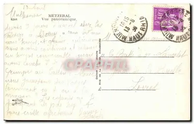 Metzeral — Widok panoramiczny z górami Jura — Wydawnictwo Cigogne — Rewers