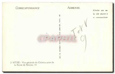 Vitré — Ogólny widok zamek z drogi do Rennes — Lévy i Soudbrein, Paryż — Rewers