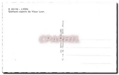 Viejo Lyon — Montée du Gourguillon, Primatiale San Juan, Museo de Gadagne, Rue du Bœuf, Rue de la Bombarde — Ediciones D'CELLARD — R 36106 — Reverso