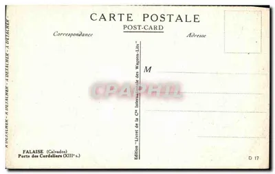 Porta dei Cordeliers — Falaise (Calvados) — Edizione 'Livre des Wagnons-Lits' D 17 — Verso