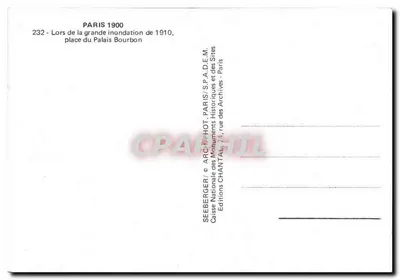 Paris — Inundação de 1910, praça do Palácio Bourbon — Éditions Chantal — Verso