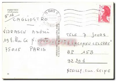 Paris Vécu — Na Fontaine — Edições Lyna, n°16 — Verso