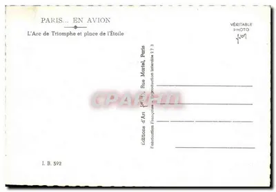 Paris — Arc de Triomphe et place de l'Étoile — Éditions d'Art Rue Martel, Paris — Rewers