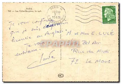 Les Folies-Bergères — Nacht — Verlag Nicolas, Nr. 762 — Rückseite