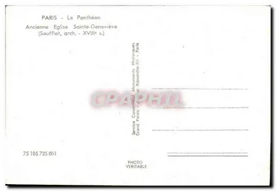 Paryż — Panthéon — Starszy kościół św. Geneviève (Soufflot, arch. — XVIII wiek) — Service Commercial Grand Palais — Paryż — Rewers