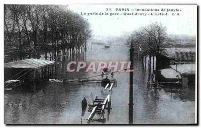 Parijs — Overstromingen in januari — De poort van de station - Quai d'Ivry — C.M.