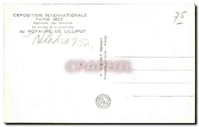 Grupo da população do Reino de Lilliput — Exposição Internacional Paris 1937 — H. Chirault, Boulogne-sur-Seine — Verso