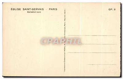 Igreja de Saint-Gervais - Paris — Lateral norte — Edições de arte MONA, GP. 8 — Verso