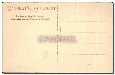 Paris. Caminhando — A Sena no Quai de Béthune — Edição de Arte YVON — Verso