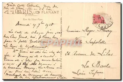 Paryż — Rue du Haut-Pavé widok ku Panthéonowi — Wydawnictwo AA YVON, nr 157 — Rewers