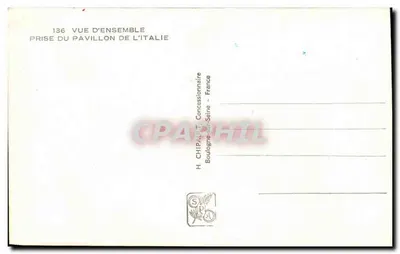Exposición Internacional de París 1937 — Vista general del Pabellón de Italia — H. Chipault, Boulogne-sur-Seine — Reverso
