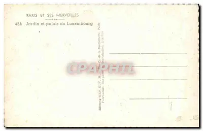 Garden and Palace of Luxembourg — Paris — Publisher GUY, n° 454 — Back