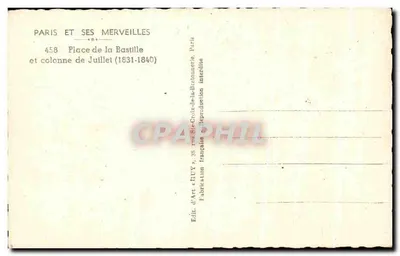 Place de la Bastille — colonne de Juillet (1831-1840) — Édit. d'Art « DUV » — Verso