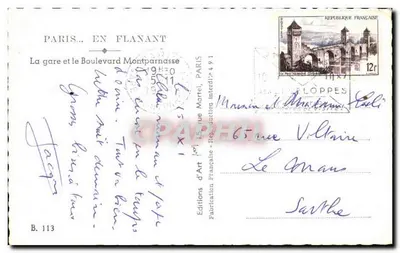 Paryż — Gare Montparnasse i bulwar Montparnasse — Éditions Martel, B. 113 — Rewers