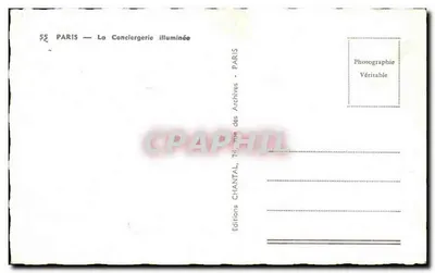 Paris — Ansicht der beleuchteten Conciergerie — Editions Chantal — Rückseite