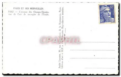 Avenue des Champs-Élysées — vista del Arco del Triunfo de l'Étoile — Ediciones GUY — Reverso