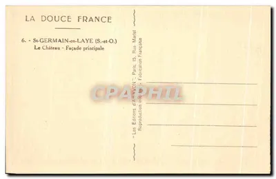O Castelo de St-Germain-en-Laye — Fachada Principal — Les Éditions d'Art YVON, Paris — Verso