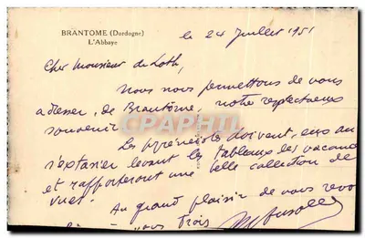 Brantôme (Dordogne) — A Abadia — Editor não visível — Verso