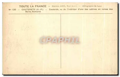 Cauterets (H.-P.) — Bany Rzymskie — Wydawnictwo JOVÉ, Pau (R.-P.) — Rewers