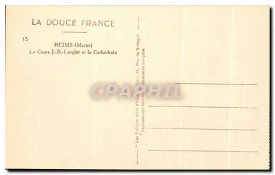 Reims — De Rue J.-B. Langlet en de Kathedraal — Editeurs d'Art YVON — Achterkant