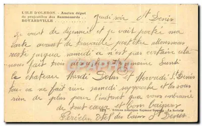 Wyspa Oleron — Stare magazyny pocztowe Saumonards — wydawca Ramontche — Rewers