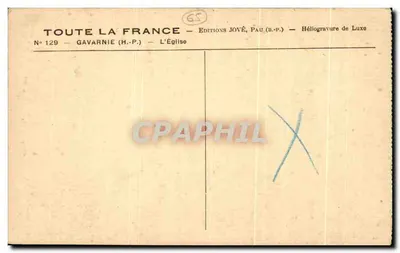 Gavarnie — Katedra — Wydawnictwo Jové, Pau (B.P.) — Rewers