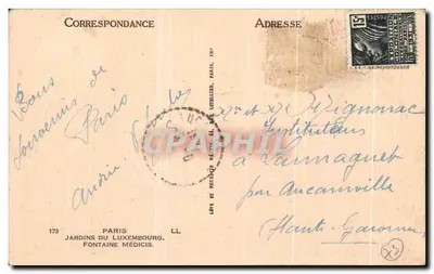 Jardins do Luxembourg — Fontaine Médicis — editor LL, n°173 — Verso
