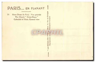 Notre-Dame de Paris — Vue générale — Les Éditions d'Art YVO — n°75 — Verso