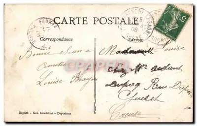 Novo casal de noivos — Au milieu de nosso grande felicidade pensamos em vocês — A.M.S. n°485 — Verso