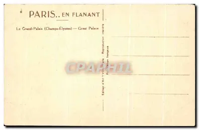 Het Grand Palais (Champs-Élysées) — Kunstuitgave YVO17 — Achterkant