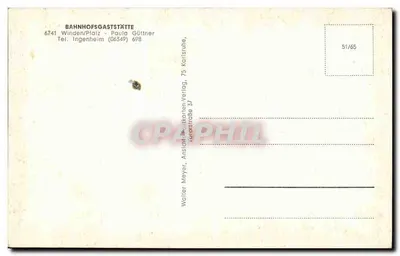 Winden-Pfälz — vista da prefeitura, rua principal e café — editor Walter Meyer, n° 51/65 — Verso