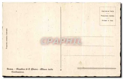 Basílica de São Pedro — Altar da Confissão — Editor italiano, n°2 — Verso