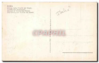 Piazza di Trinità dei Monti — widok z bazyliki i schodów — wydawca nieznany, numer serii nie widoczny — Rewers