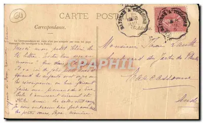 Bilhete postal antigo Os Pirineus Orthez o Castelo depreville Vista do Parque — Verso