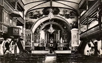 Bilhete postal antigo Sare Interior da Igreja