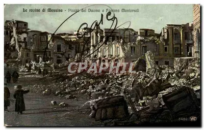 As ruínas de Messina — Piazza del Duomo e Fontana Montorsoli — editor VAT, n° 6480